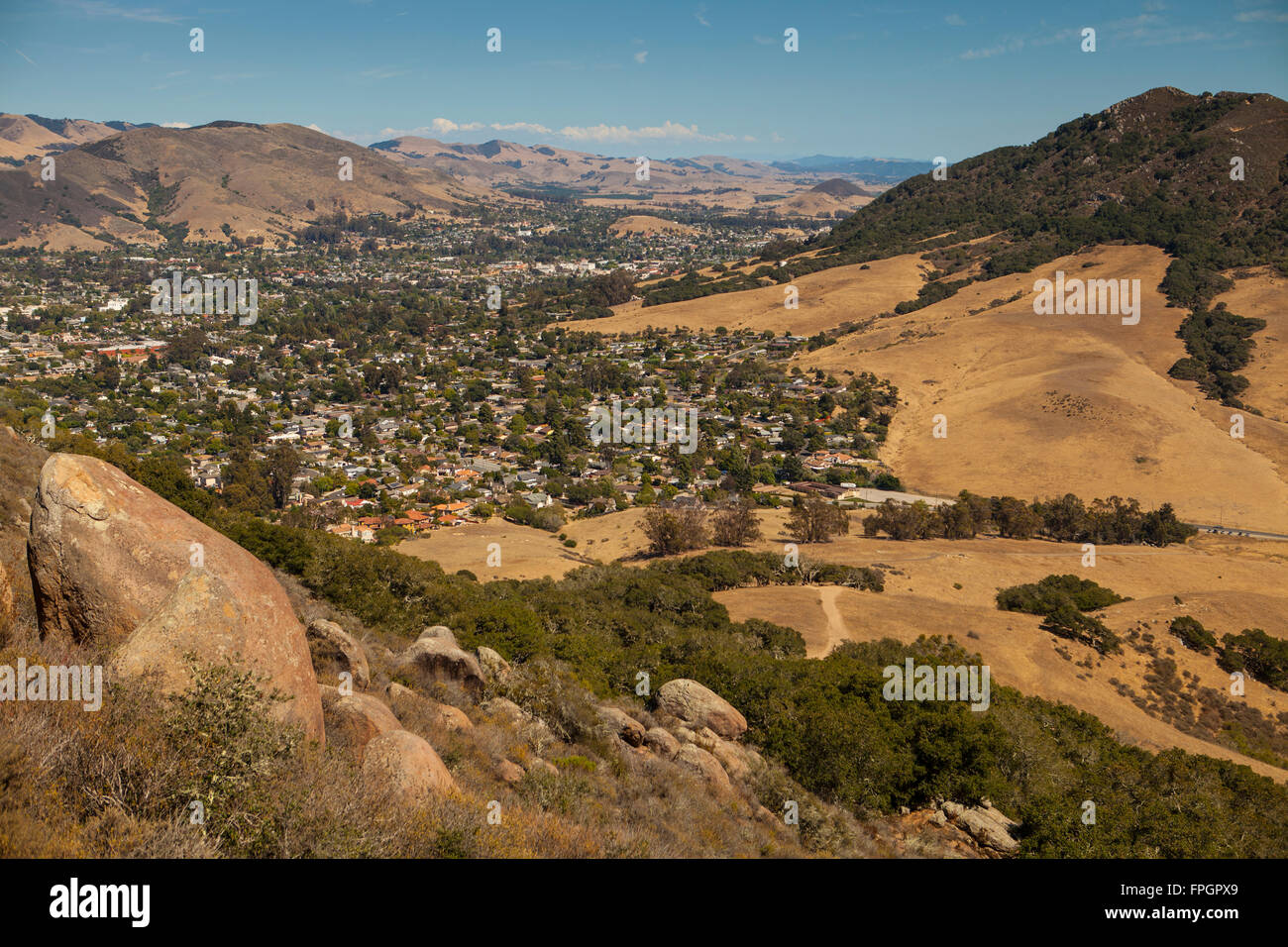 view of San Luis Obispo from Bishop Peak, San Luis Obispo, California Stock Photo