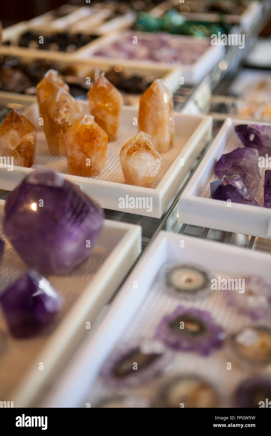 crystals and minerals at Planet Yachats, Cambria, California Stock Photo