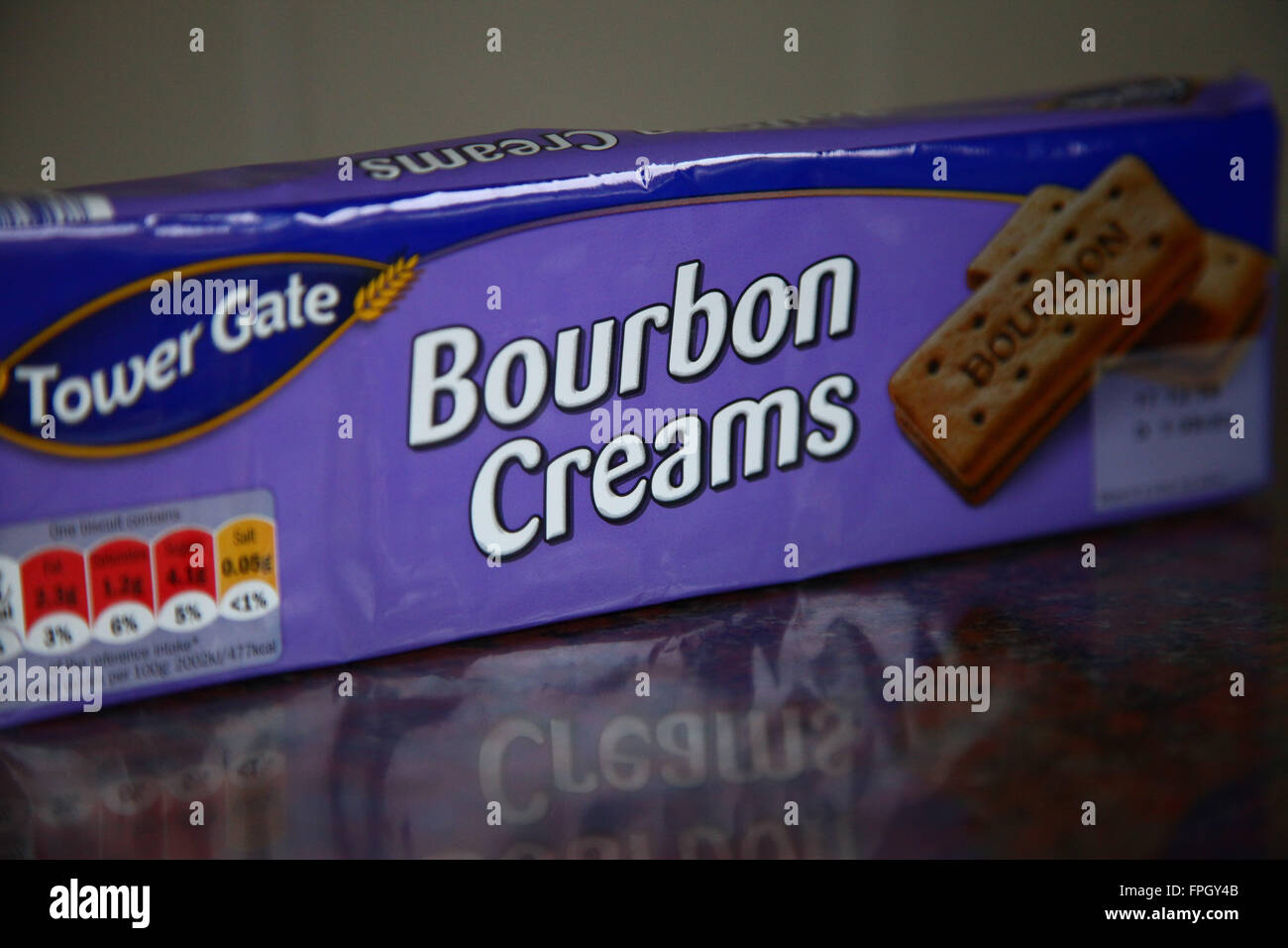 Pack of bourbon cream biscuit Stock Photo - Alamy