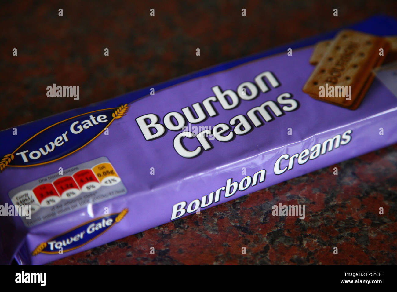 Pack of bourbon cream biscuit Stock Photo - Alamy