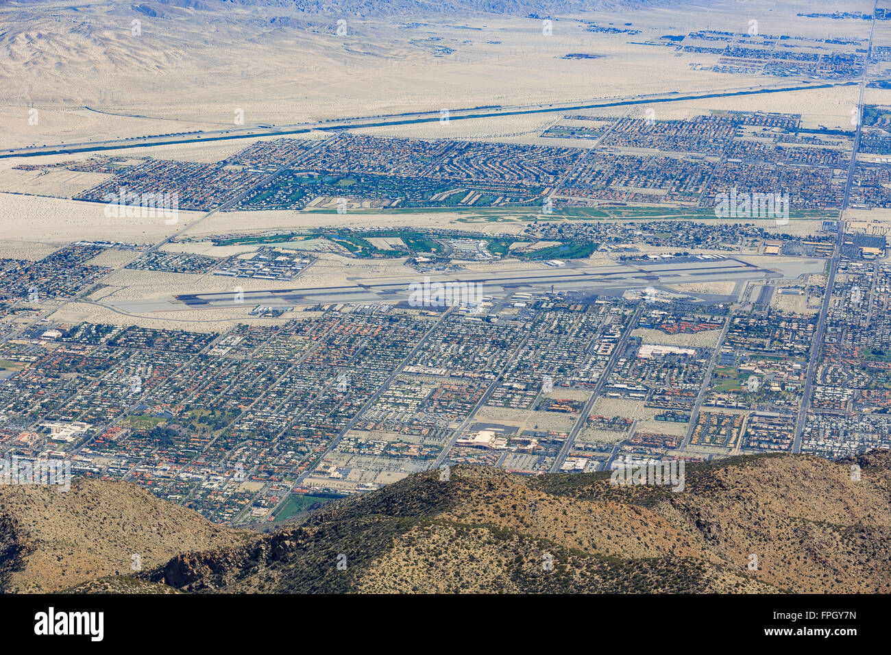 Aerial view of Palm Springs city from top, California Stock Photo Alamy