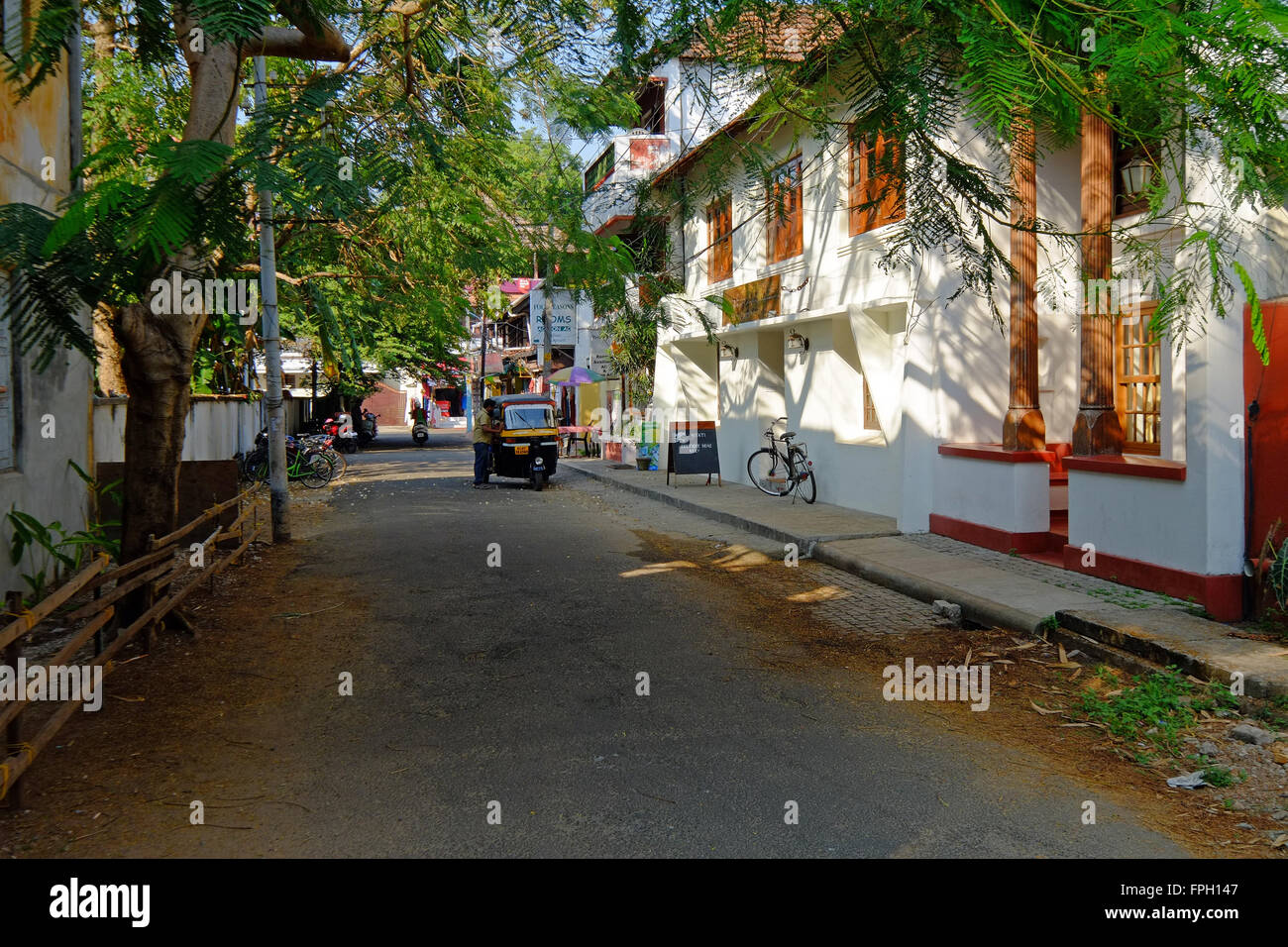 Tuk tuk in street In the old town of Kochi ( Cochin) , Kerala, India Stock Photo