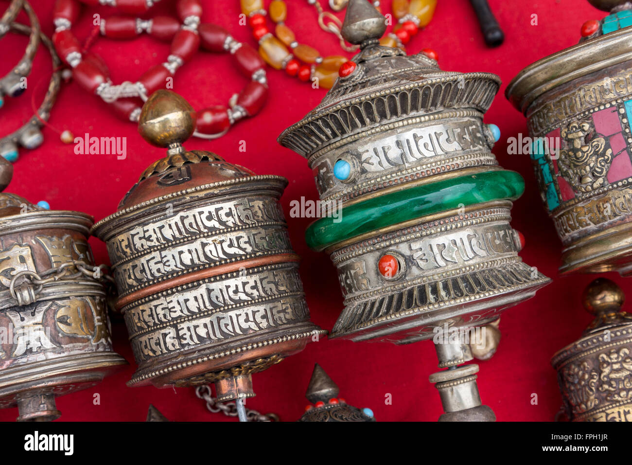Nepal, Patan. Tibetan Prayer Wheels Stock Photo - Alamy