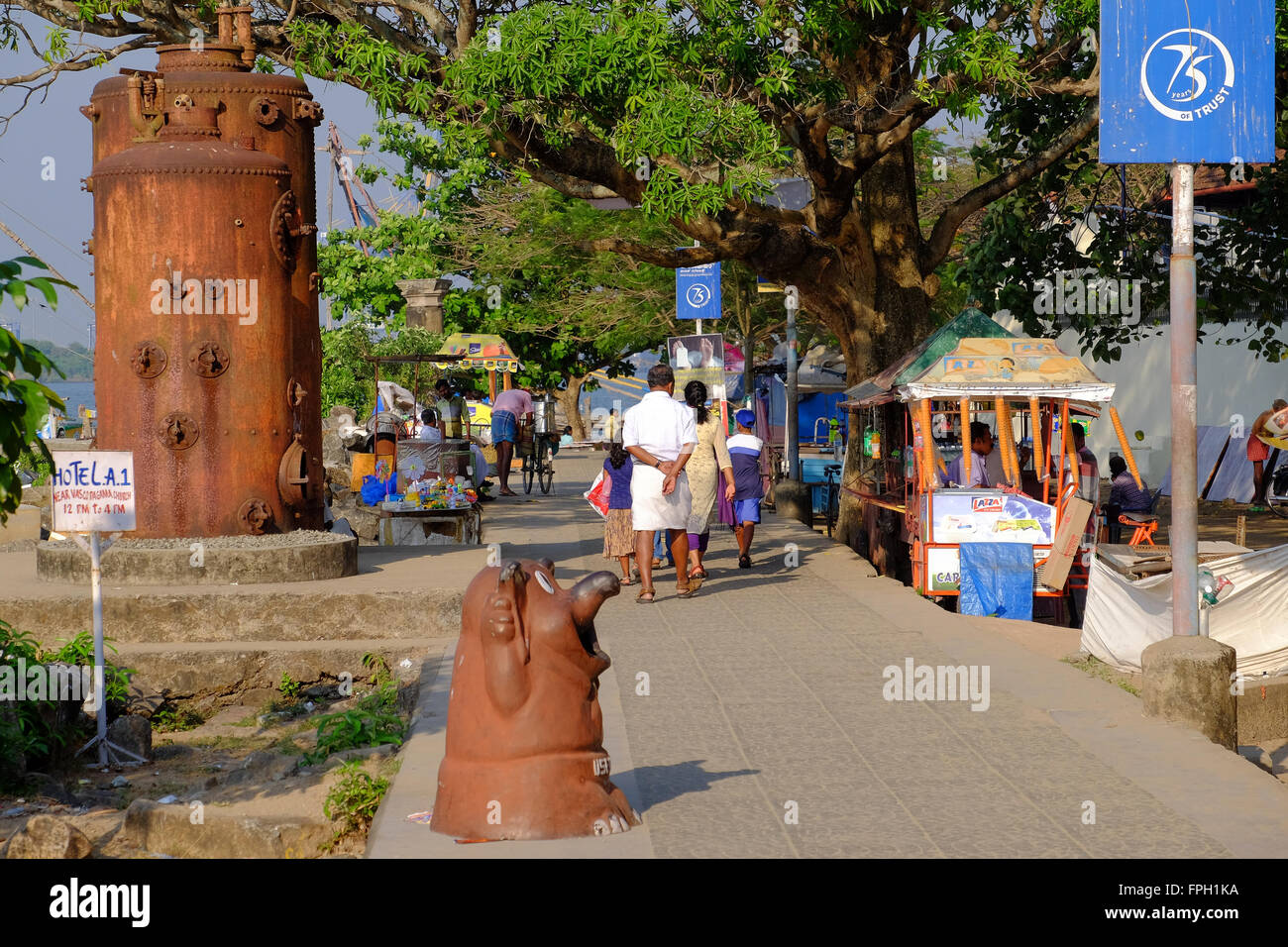 Walking on the promenade of the old town of Kochi ( Cochin) , Kerala, India Stock Photo
