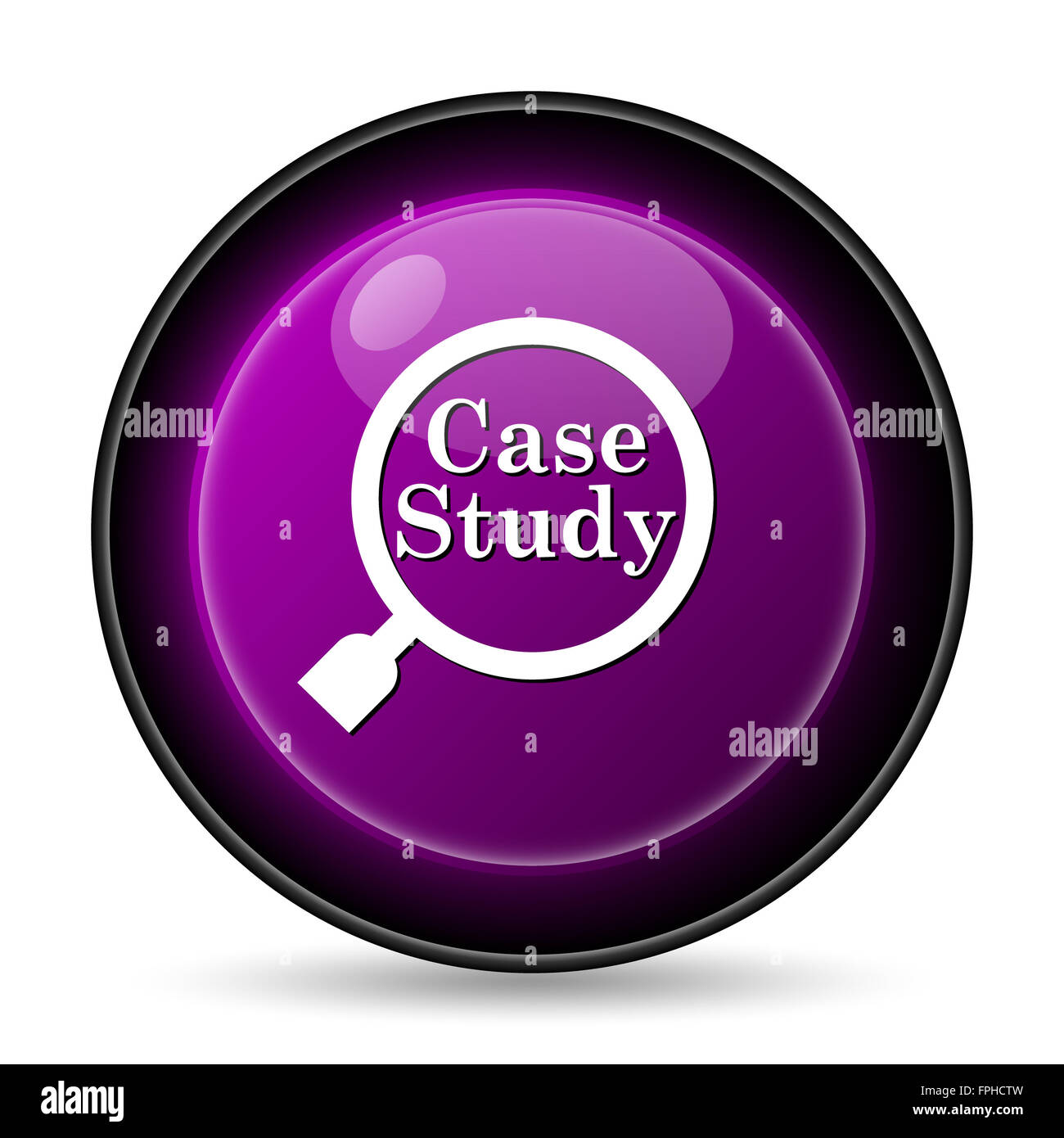 Case study icon. Internet button on white background Stock Photo - Alamy