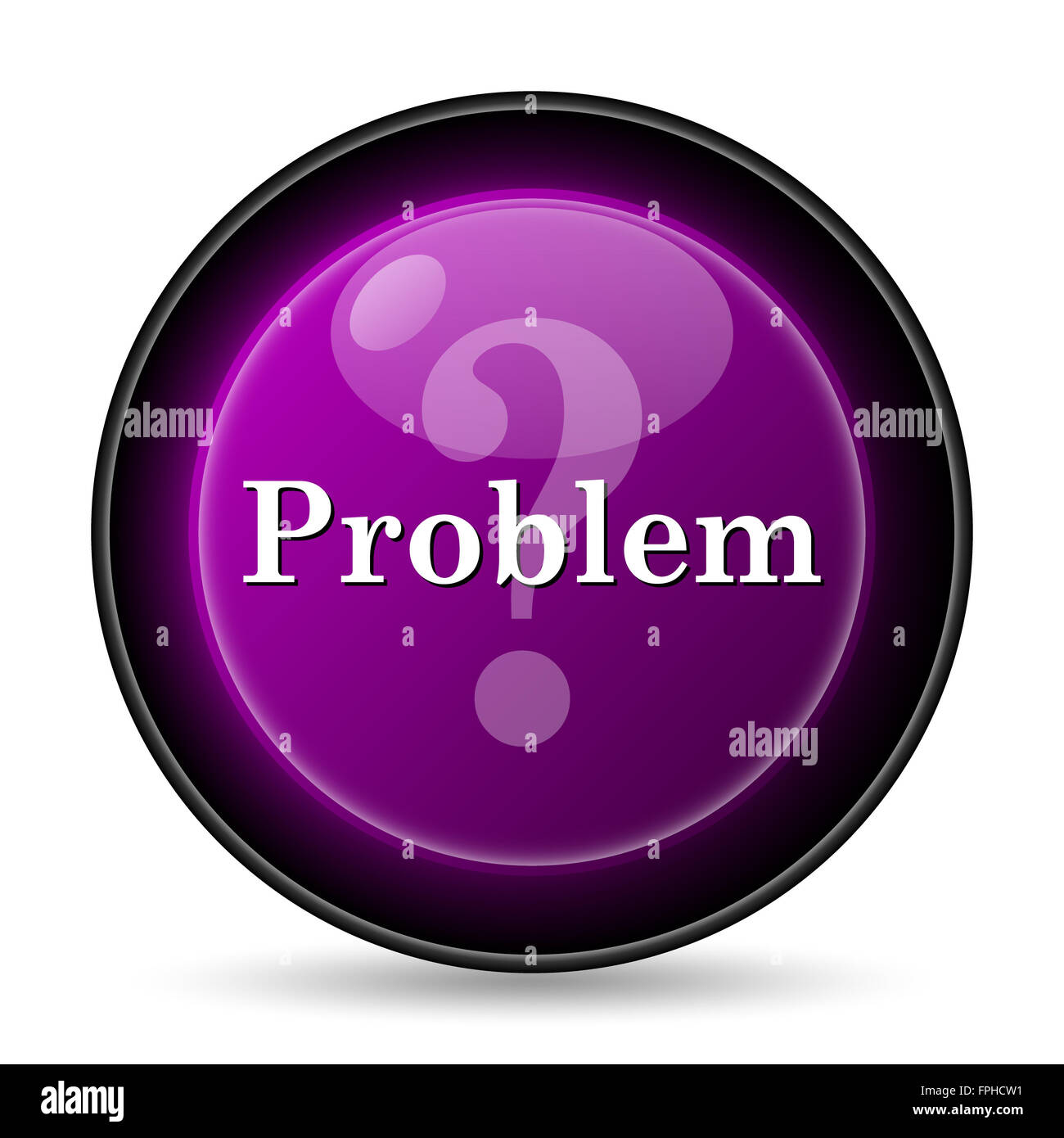 Problem icon. Internet button on white background Stock Photo - Alamy
