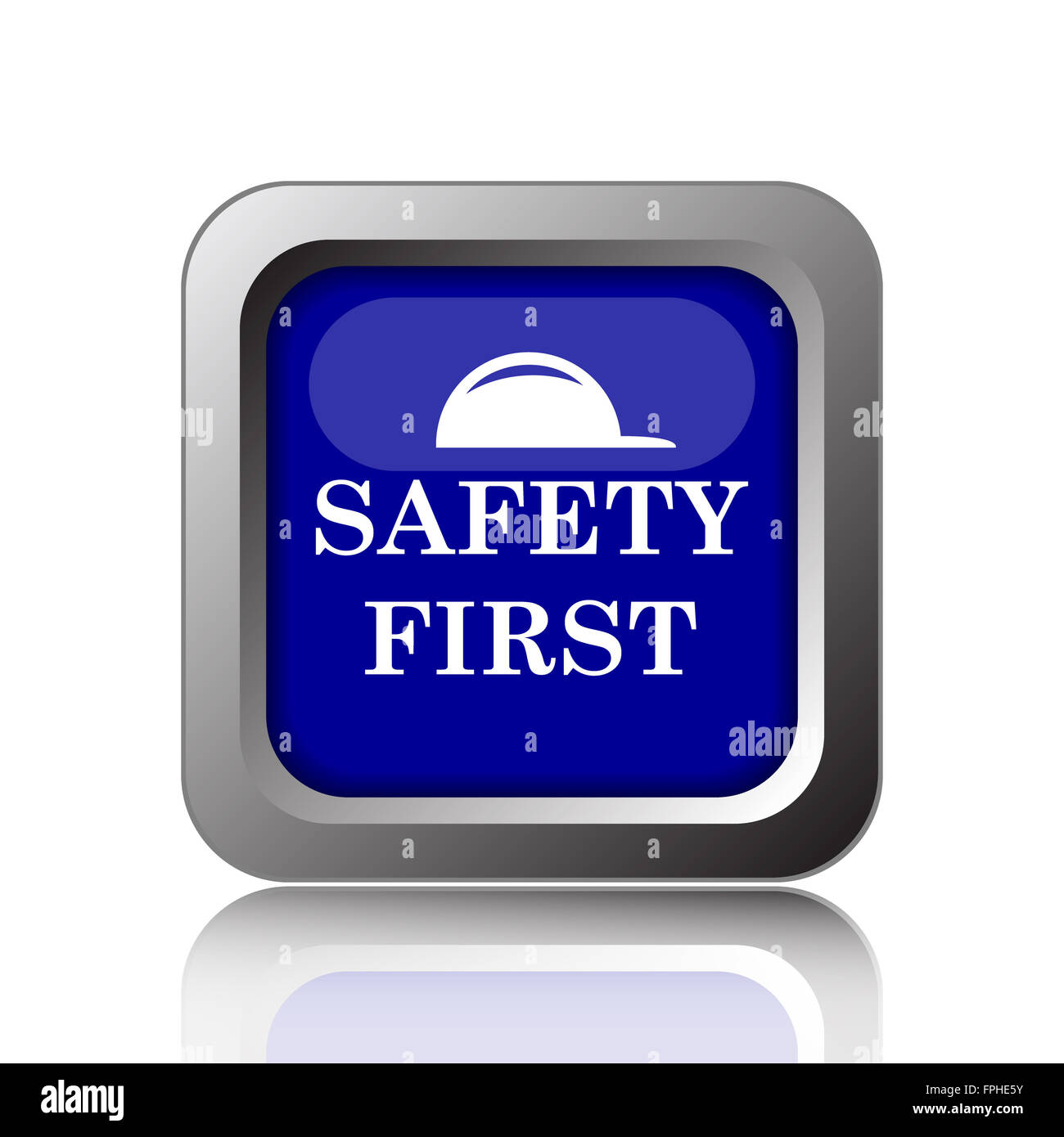 Safety first icon. Internet button on white background Stock Photo - Alamy
