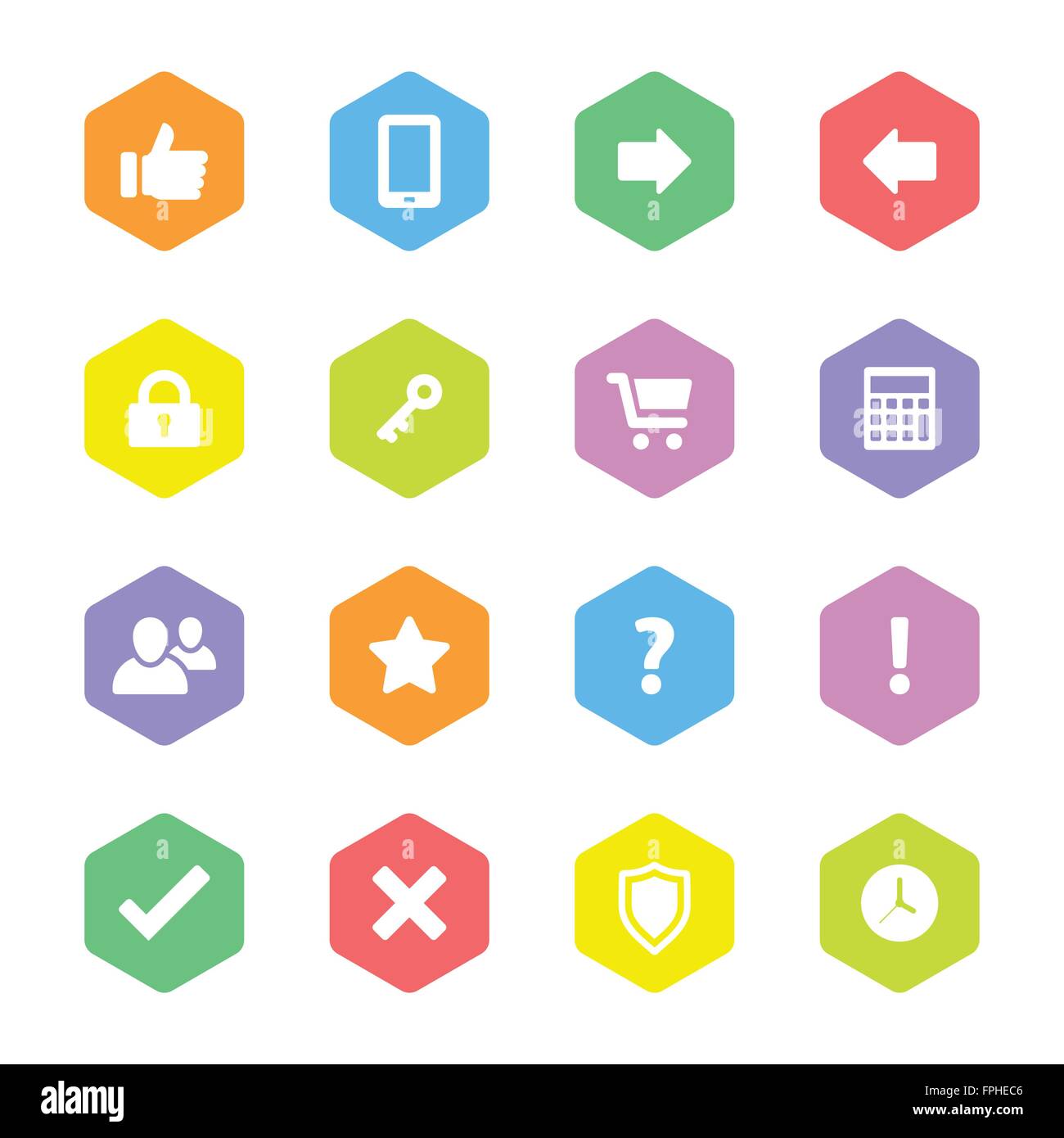 [EPS10] colorful flat computer and miscellaneous icon set with hexagon ...