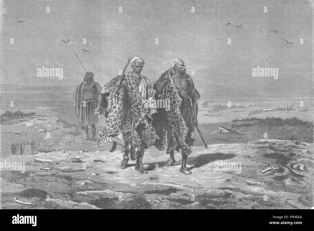 IRAQ: Arabs bringing skins to market, antique print 1880 Stock Photo