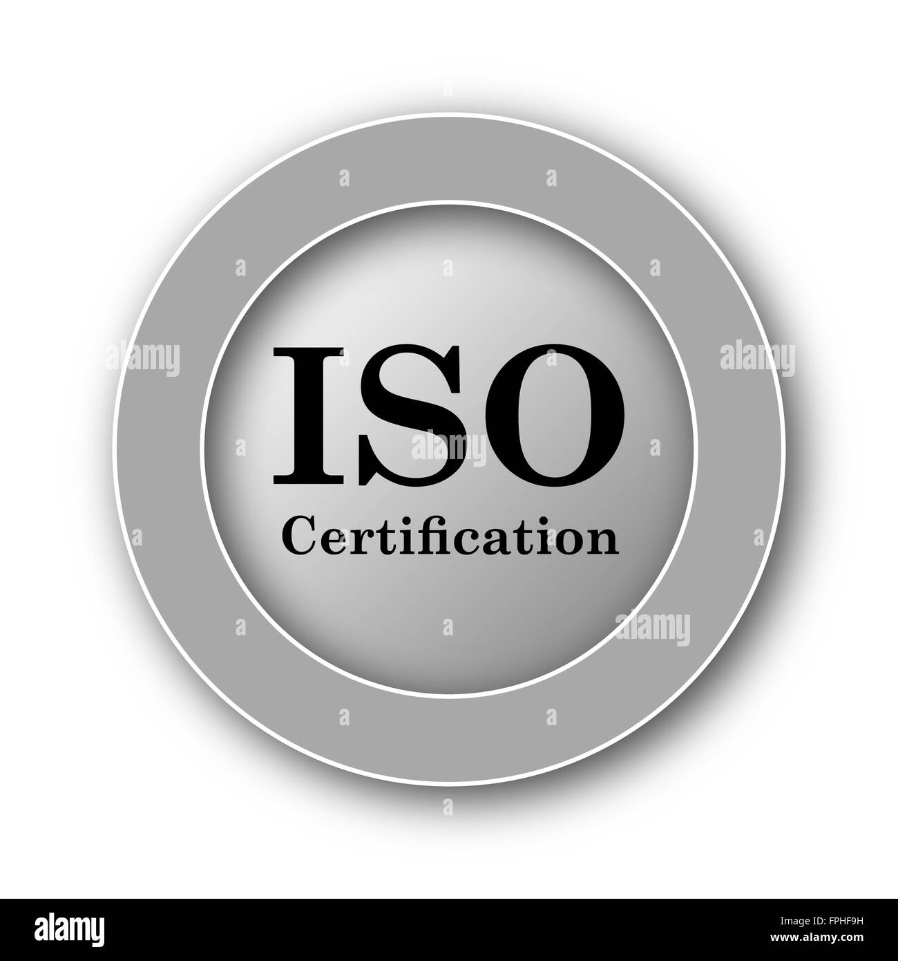 ISO certification icon. Internet button on white background Stock Photo ...