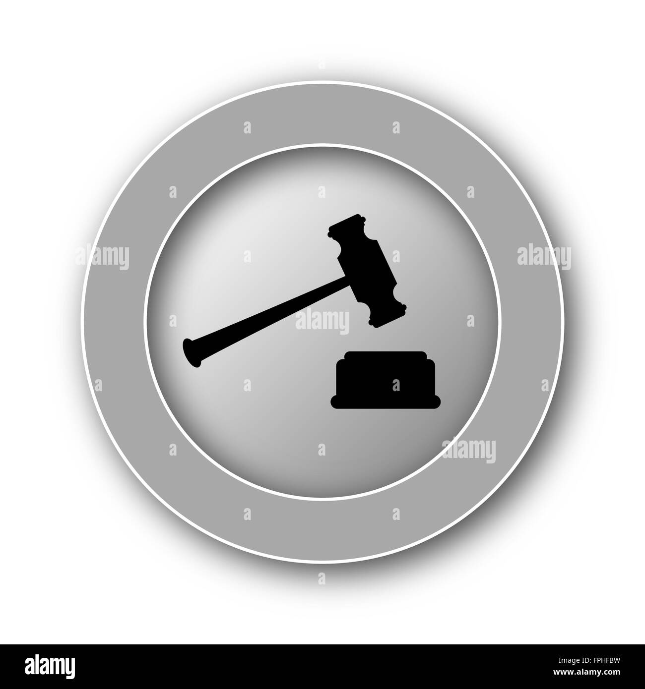 Judge hammer icon. Internet button on white background Stock Photo - Alamy