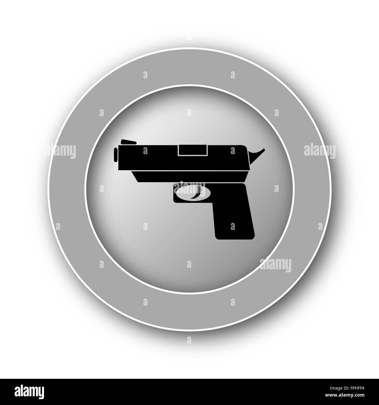 Gun icon. Internet button on white background Stock Photo - Alamy