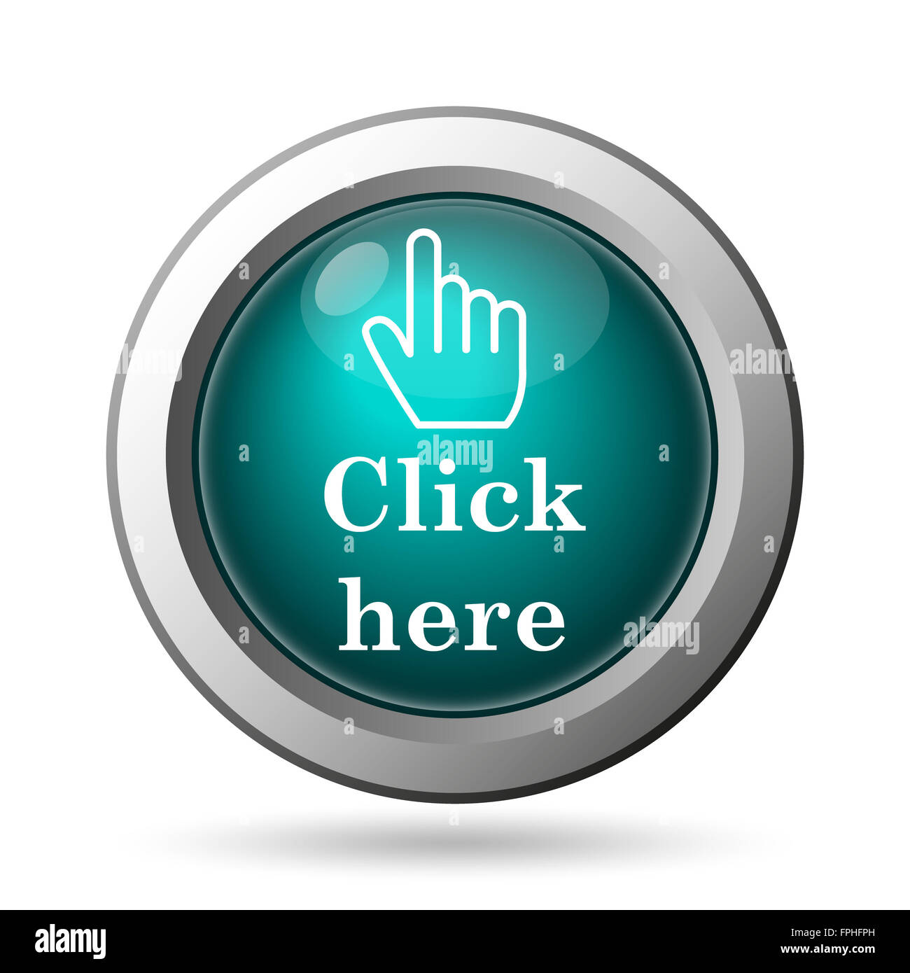 Click here icon. Internet button on white background Stock Photo - Alamy
