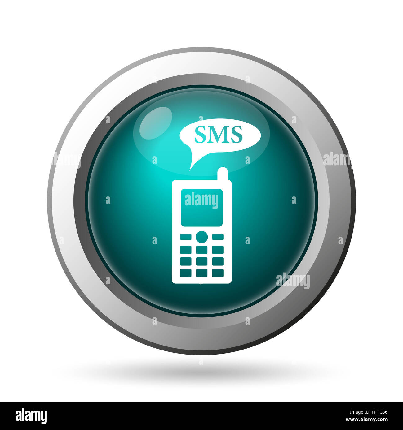 SMS icon. Internet button on white background Stock Photo - Alamy