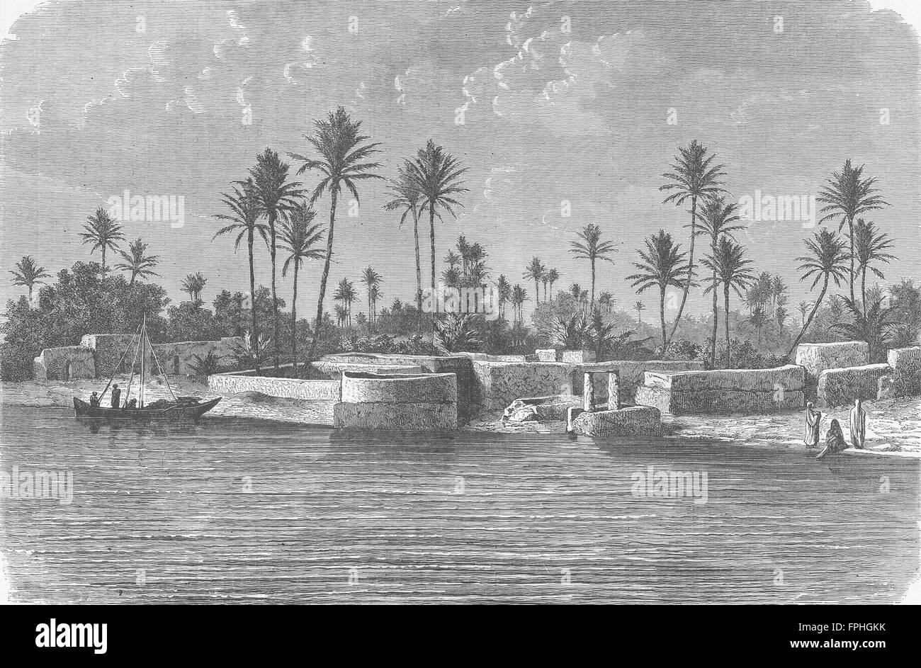 IRAQ: Mesopotamia: shores of Tigris, antique print 1880 Stock Photo