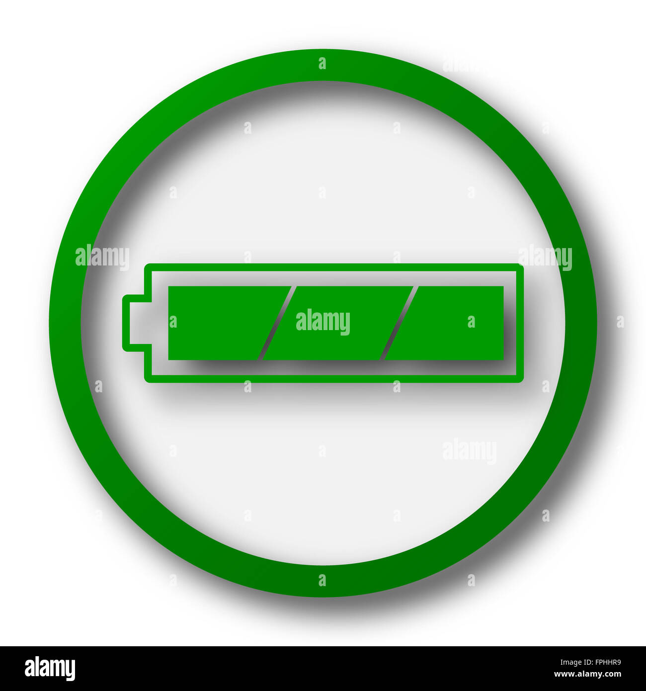 Fully charged battery icon. Internet button on white background Stock ...
