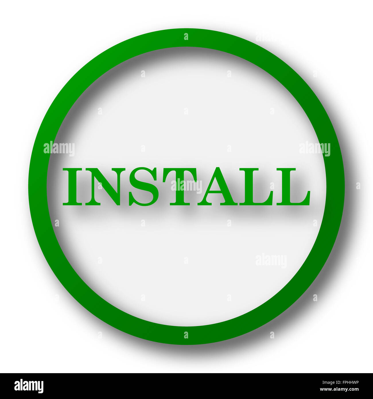 Install icon. Internet button on white background Stock Photo - Alamy