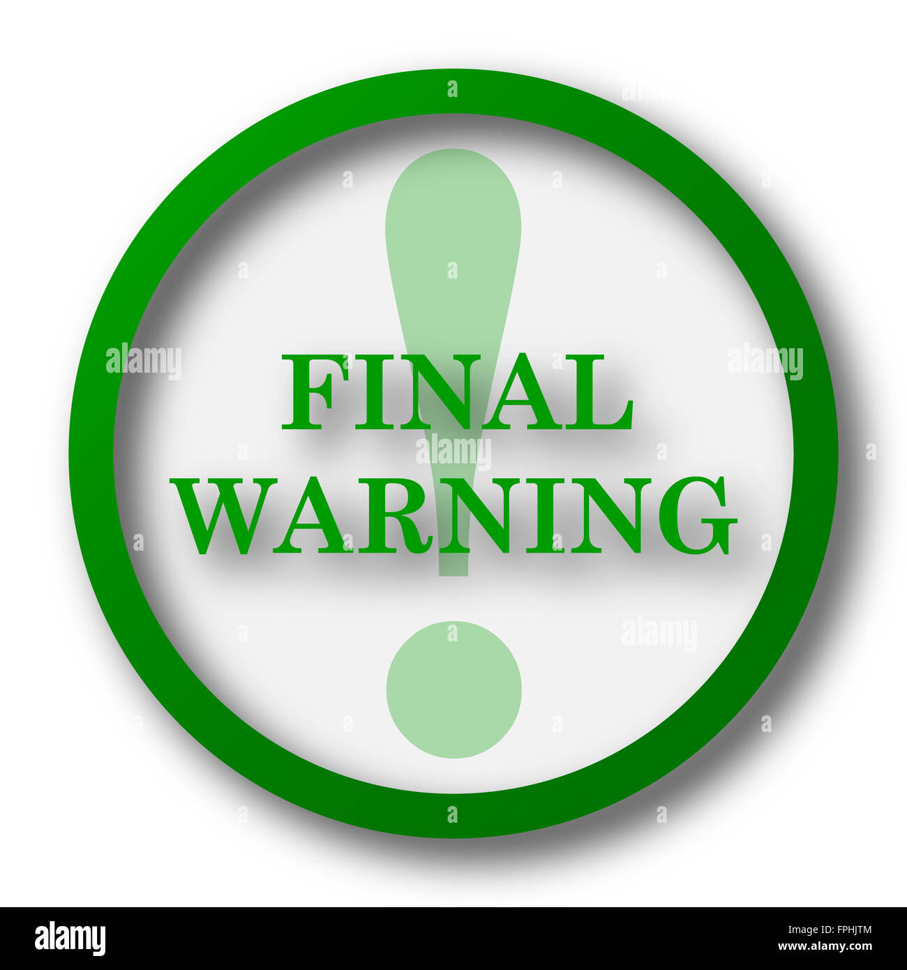 Final warning icon. Internet button on white background Stock Photo - Alamy