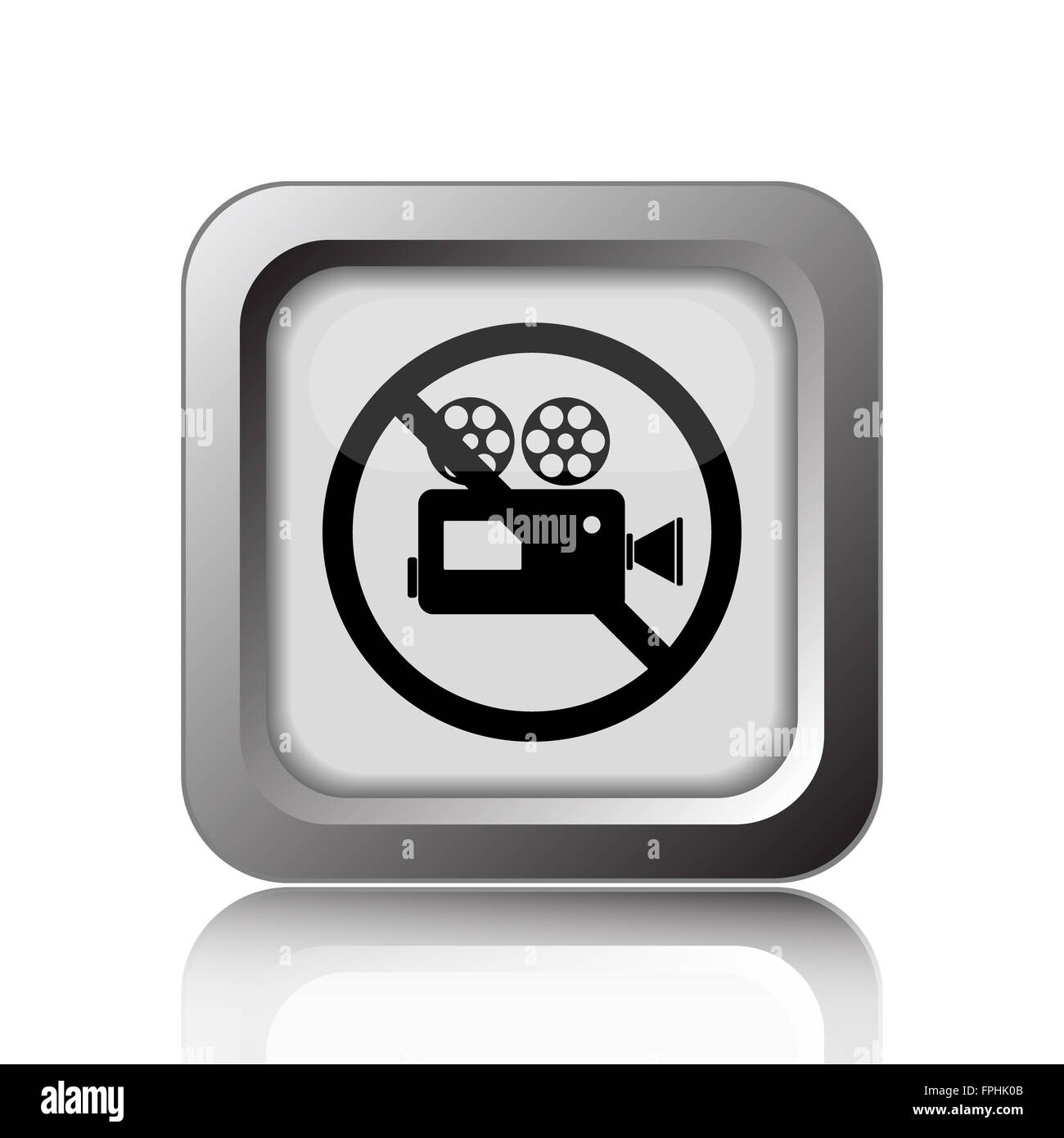 Forbidden video camera icon. Internet button on white background Stock ...
