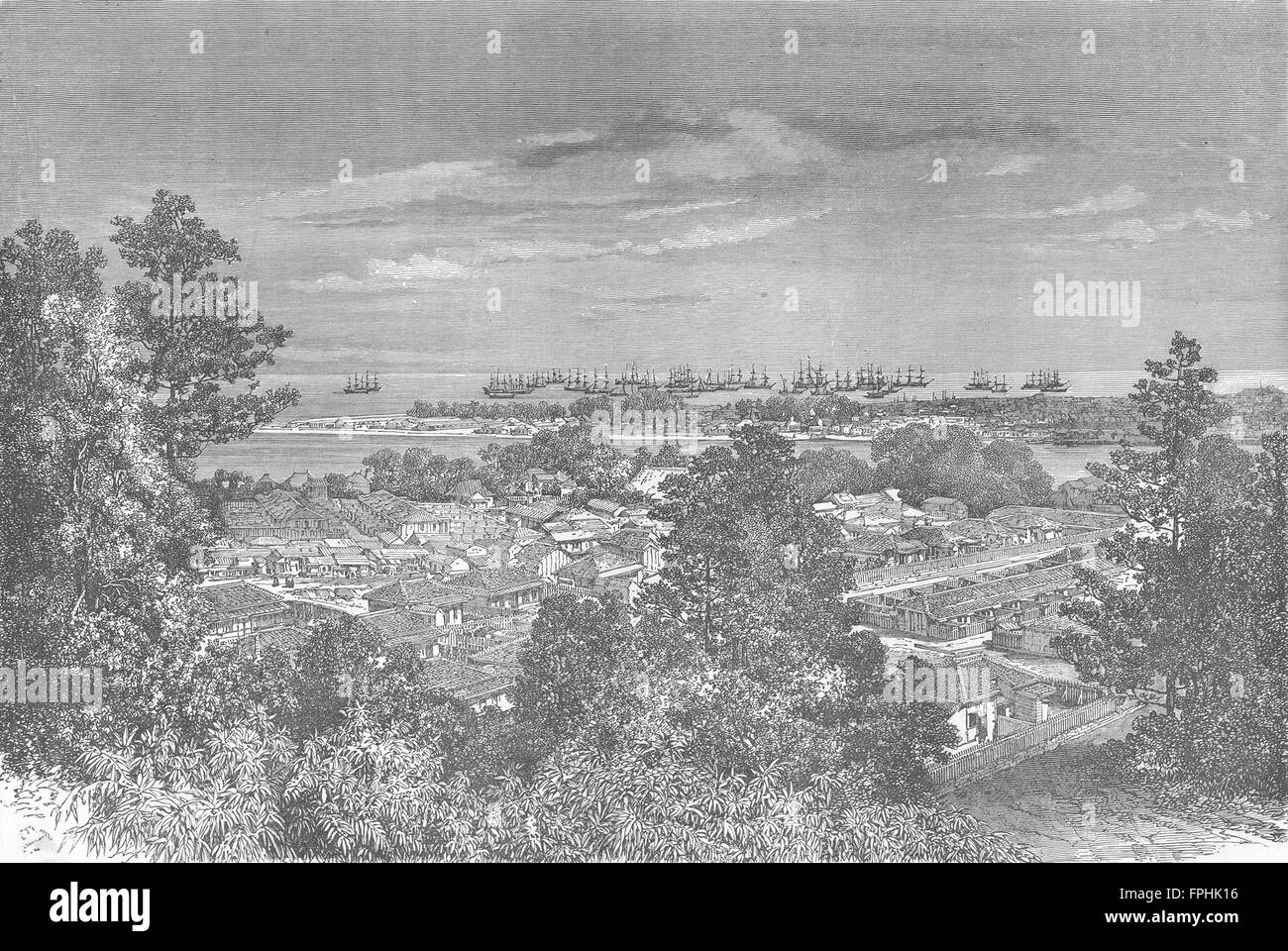 JAPAN: Panorama of Benten, antique print 1880 Stock Photo