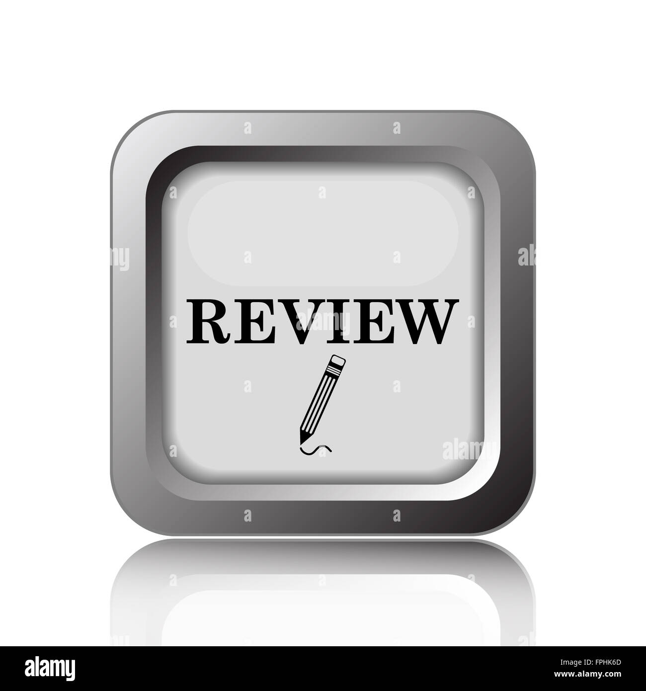 Review icon. Internet button on white background Stock Photo - Alamy