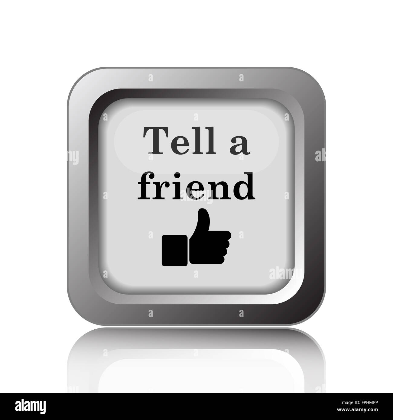 Tell a friend icon. Internet button on white background Stock Photo - Alamy