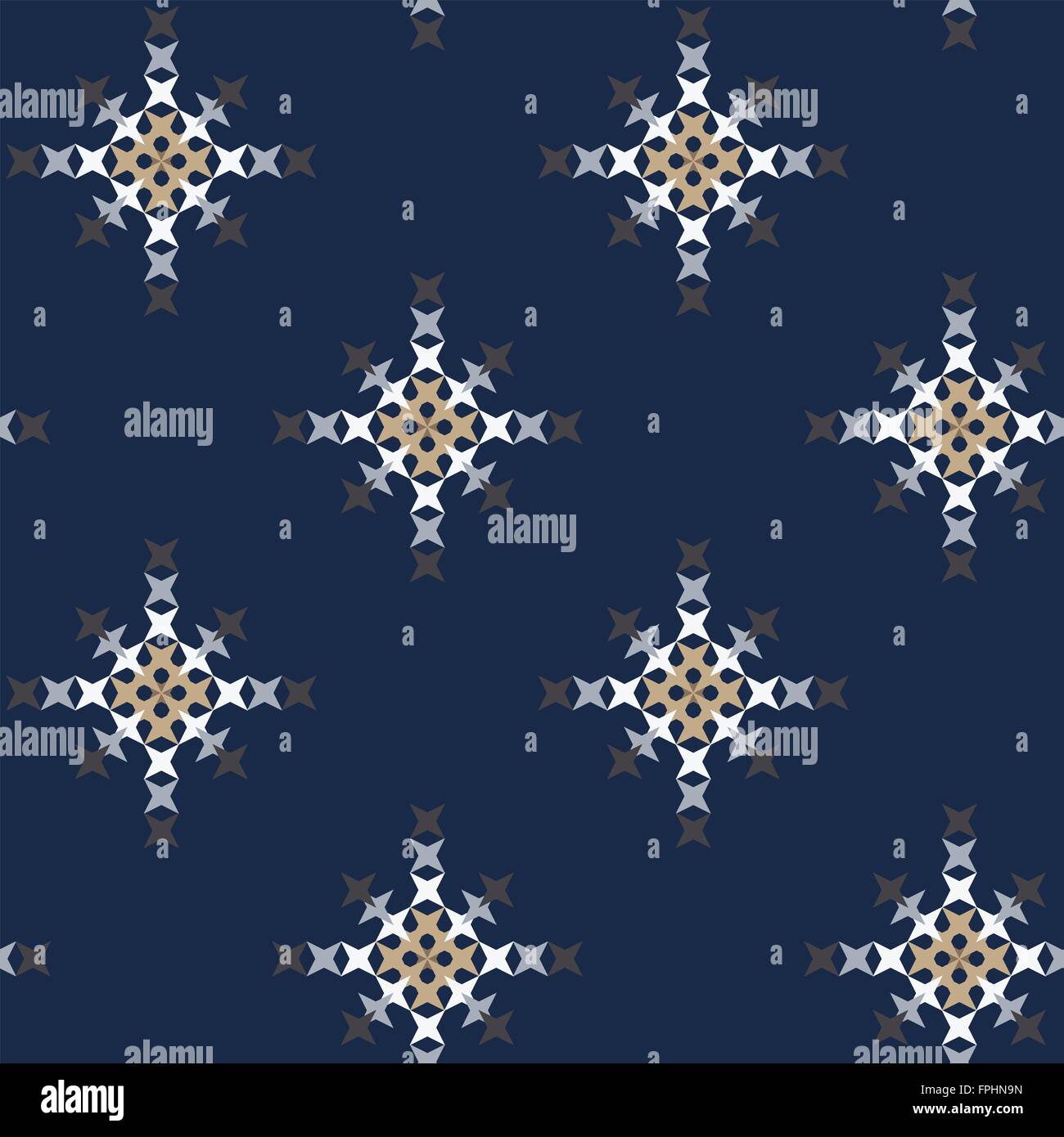 Seamless abstract cross-stitch embroidery pattern on dark blue ...