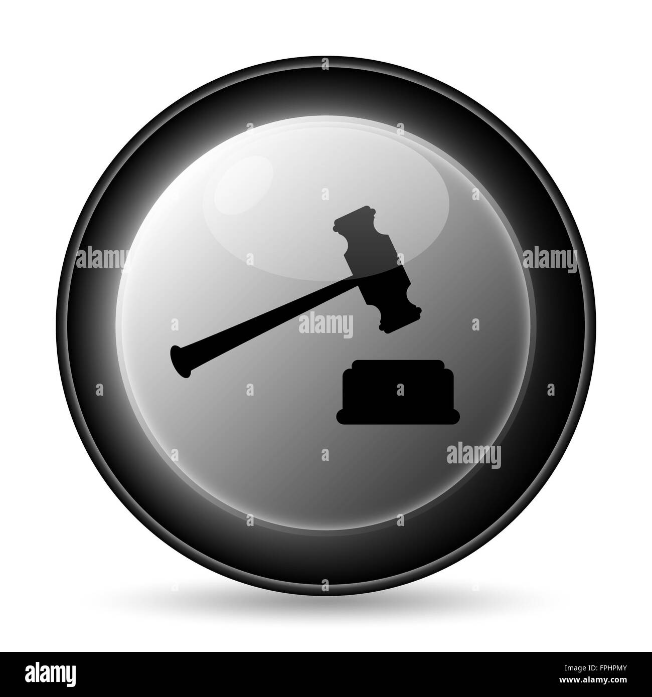 Judge hammer icon. Internet button on white background Stock Photo - Alamy