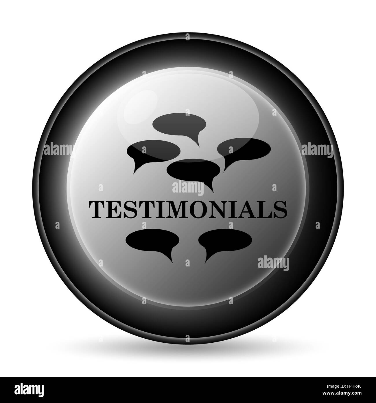 Testimonials icon. Internet button on white background Stock Photo - Alamy
