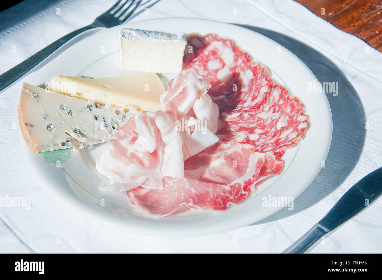 Typical Italian appetizer based charcuterie coppa, salami, ham,italy