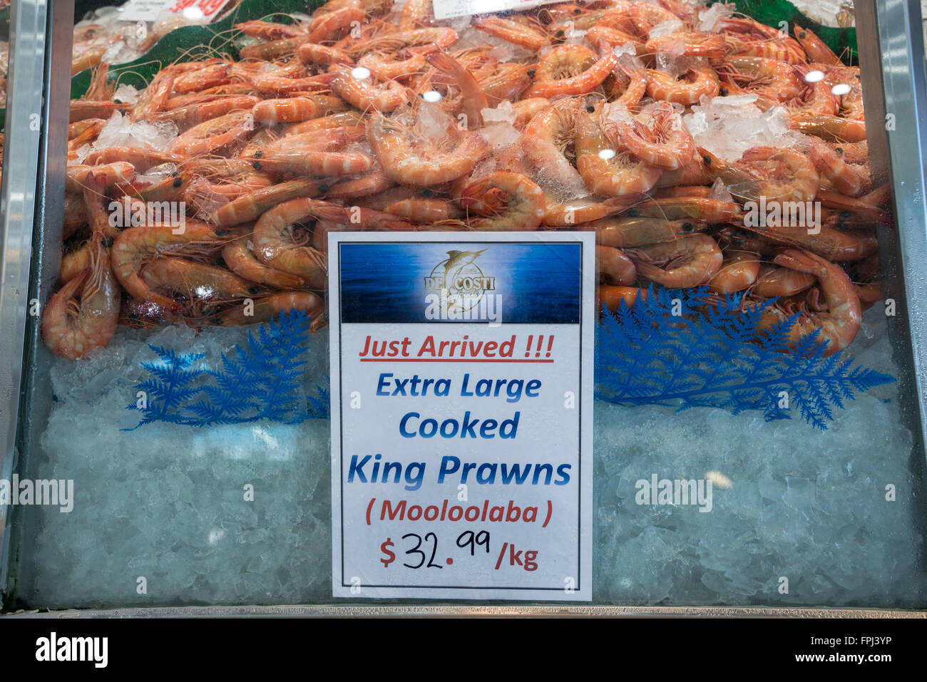 King Prawns on sale at the Sydney Fish Market on Blackwattle Bay in Sydney, New South Wales, Australia. The fish market is the t Stock Photo