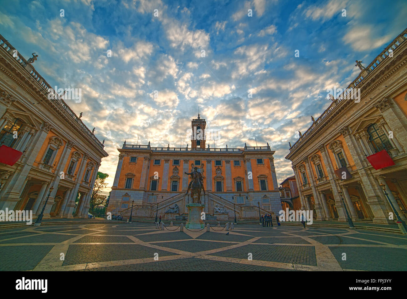 Rome, Italy: The Capitolium square in the sunrise Stock Photo