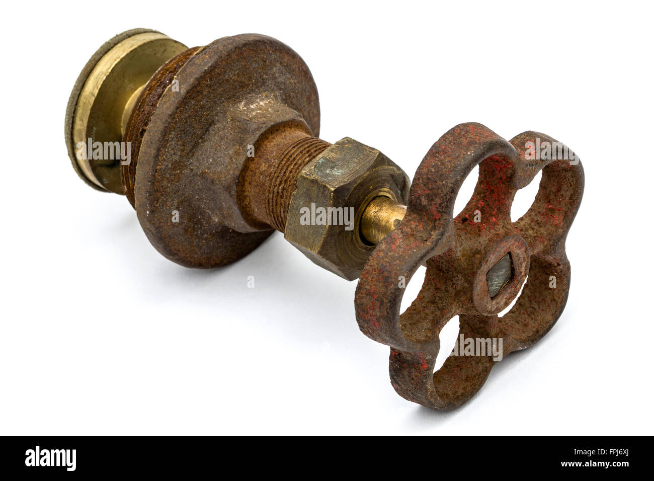 Old water valve, isolated on white background Stock Photo