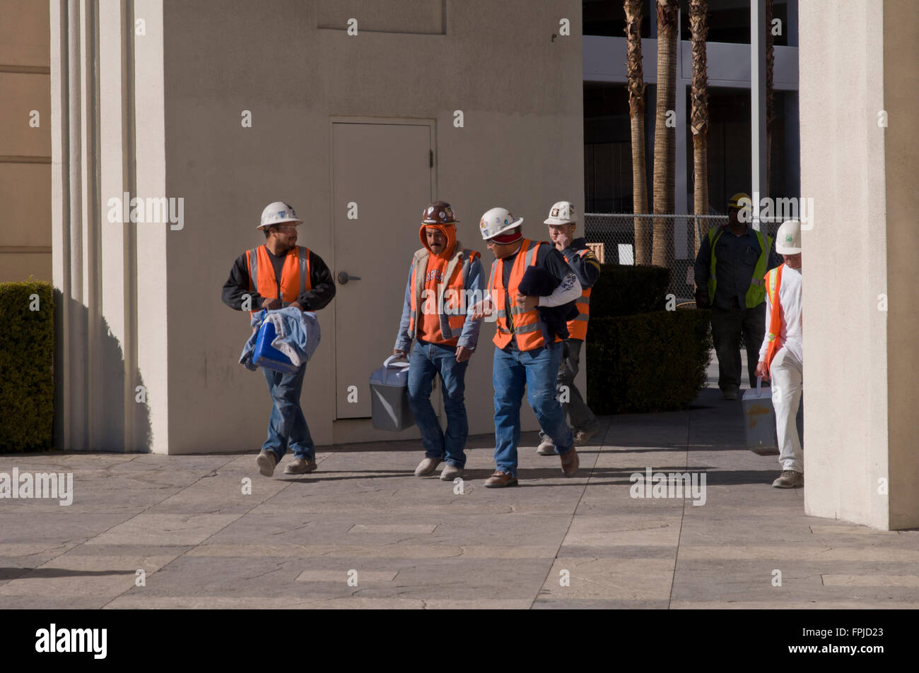 Las Vegas, Nevada. A group of construction workers leaving the job after work Stock Photo Alamy