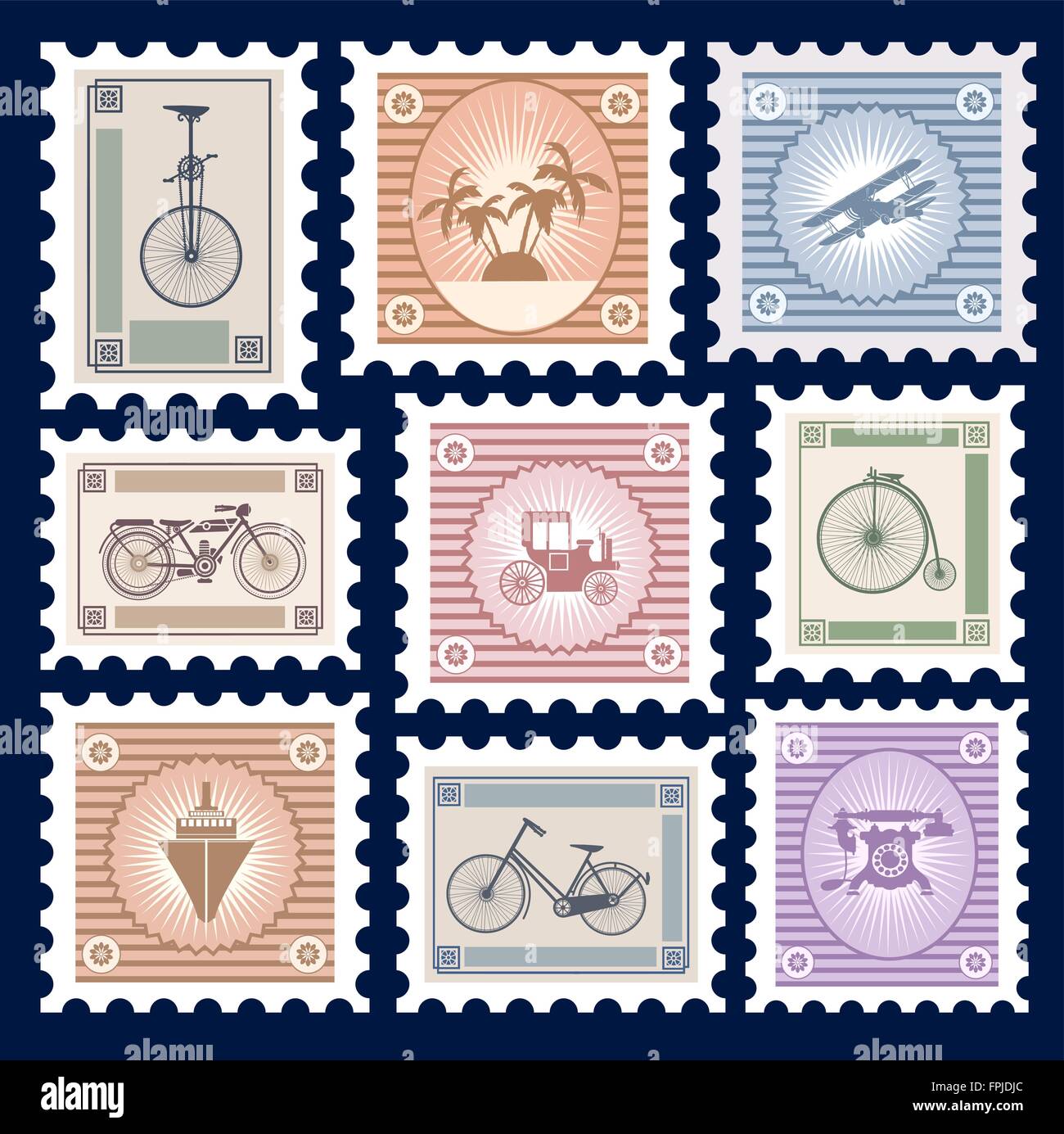 Retro postage stamps Stock Vector Image & Art Alamy