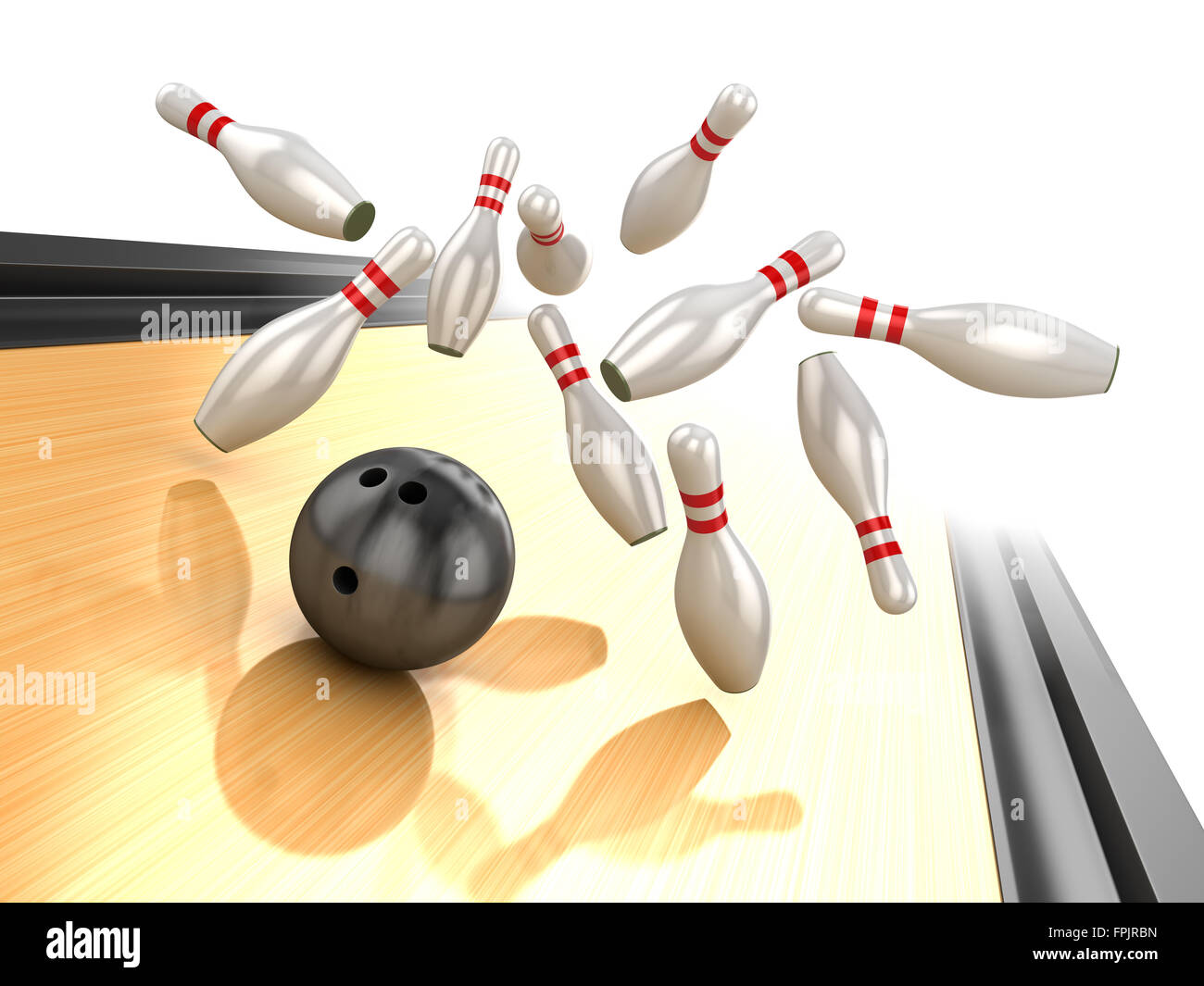 Bowling Ball Crashing Into the Pins , This is a computer generated and