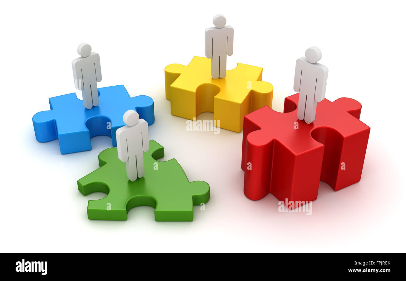 Businessman and colorful puzzle , This is a computer generated and 3d ...