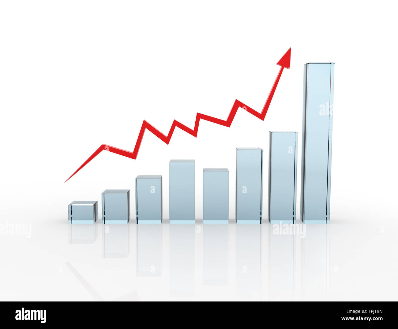 Glass chart and red arrow Stock Photo Alamy