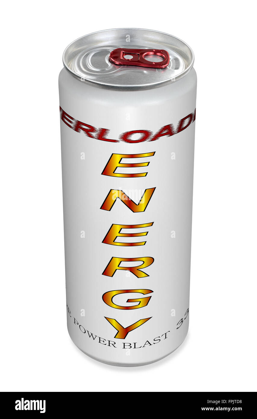 Fictive energy drink beverage tin can Stock Photo