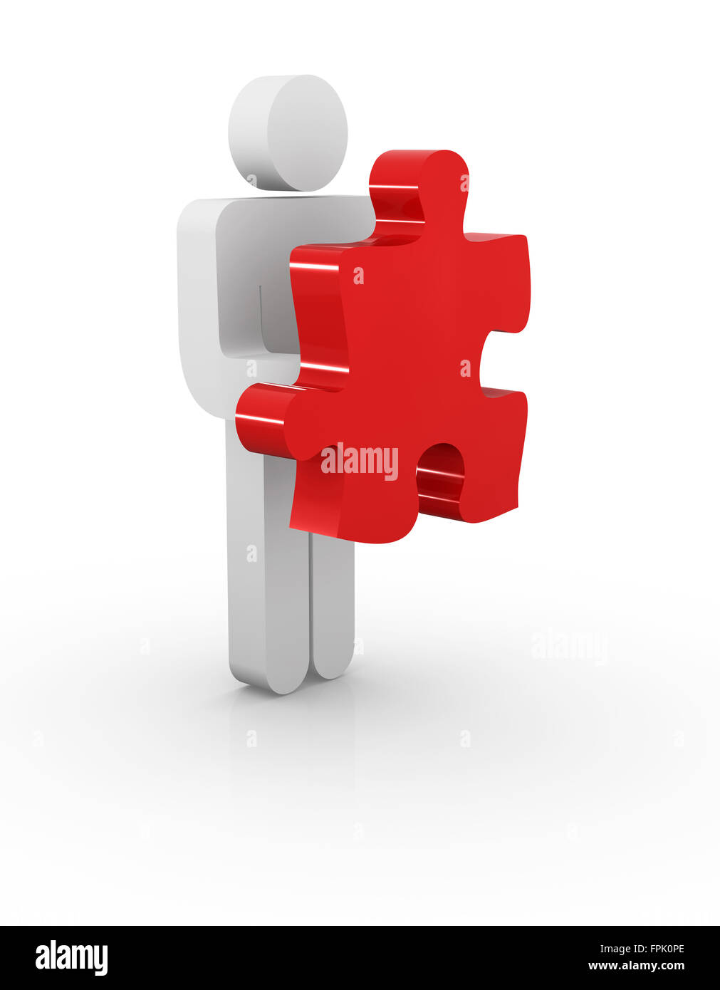 Man holding puzzle piece , This is a computer generated and 3d rendered ...