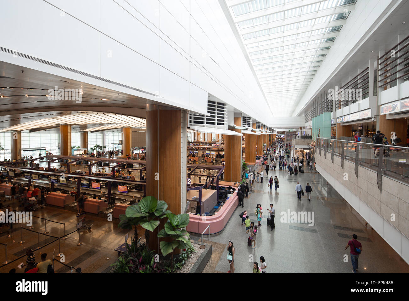 Departure hall view of Singapore Changi Airport Terminal 2. Singapore. Stock Photo