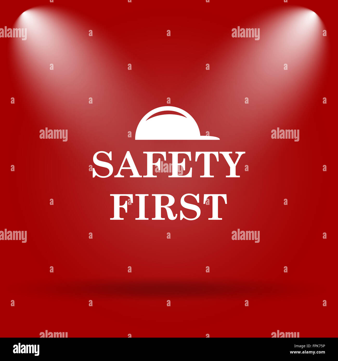 Safety first icon. Flat icon on red background Stock Photo - Alamy