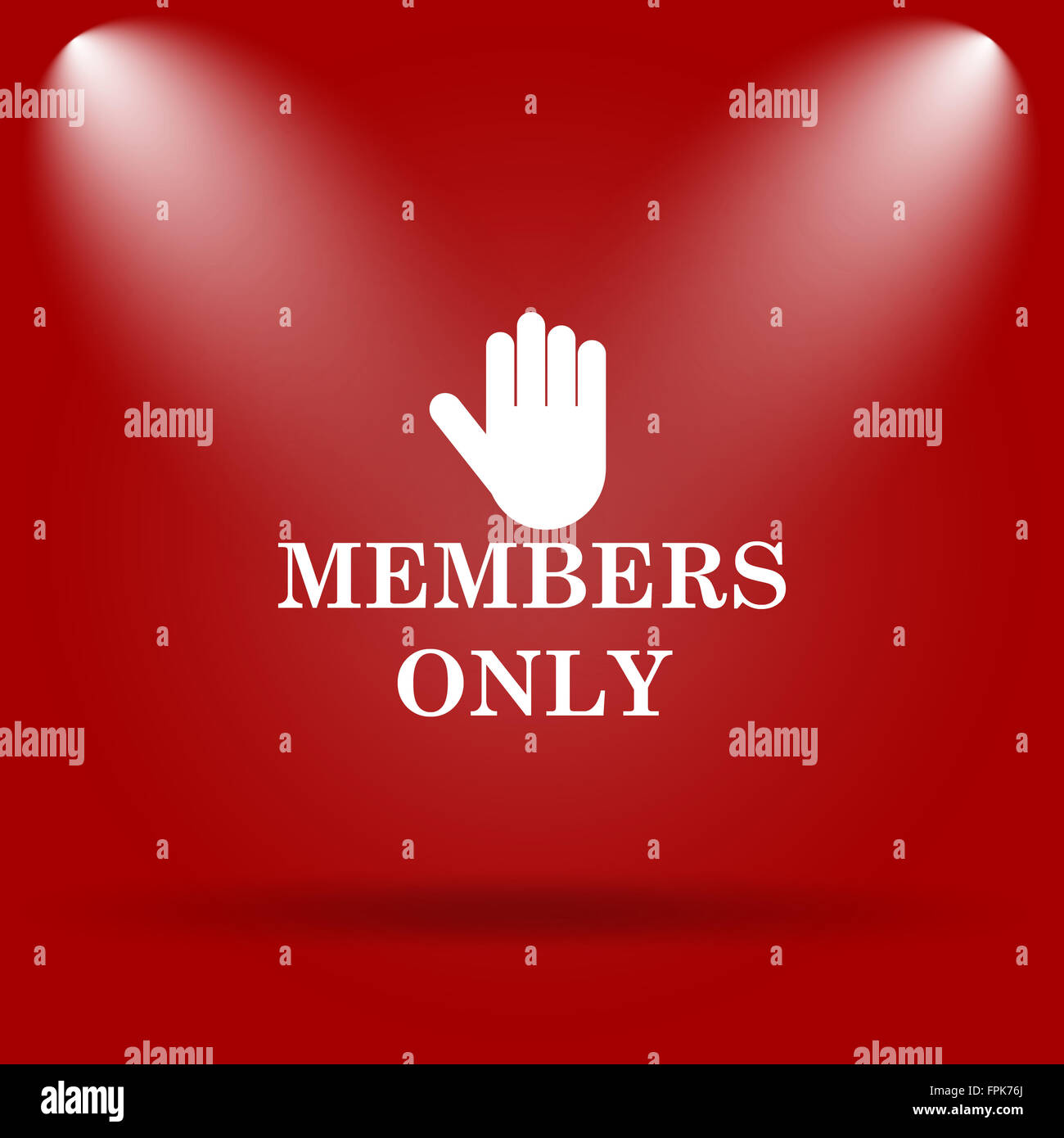 Members only icon. Flat icon on red background Stock Photo - Alamy