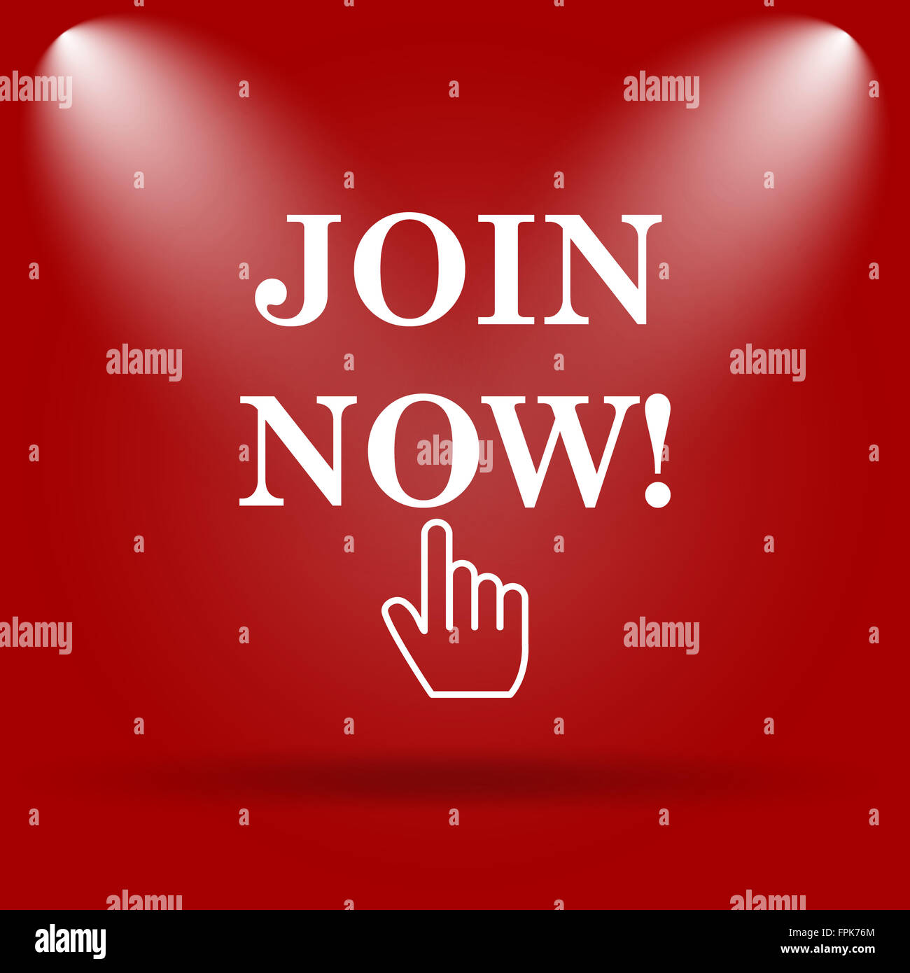 Join now icon. Flat icon on red background Stock Photo - Alamy