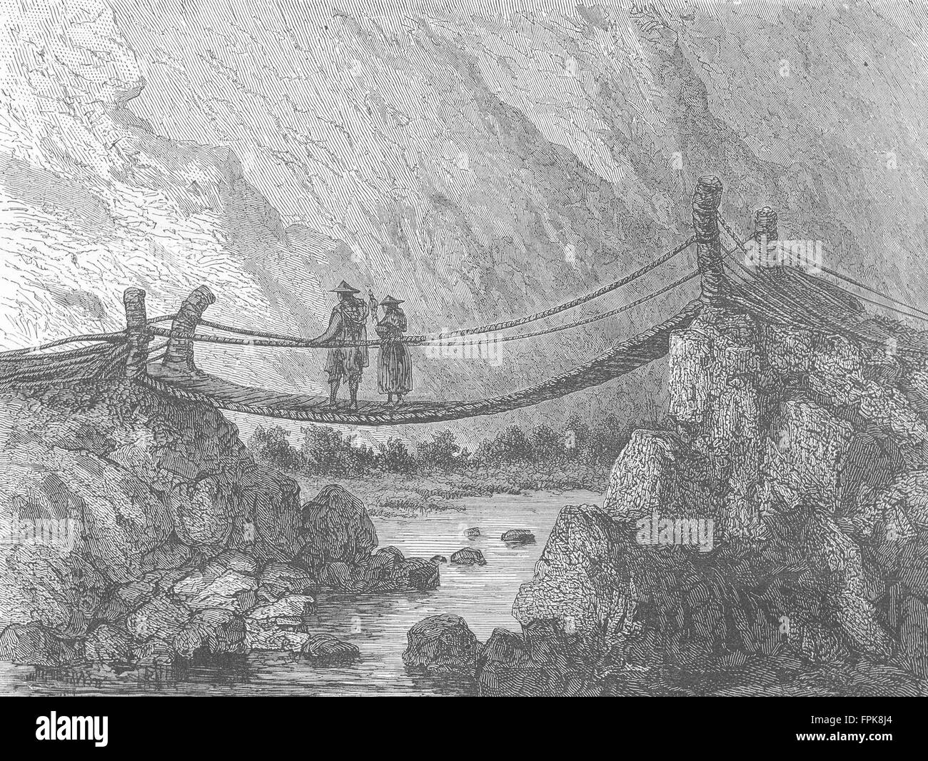 PERU: Bridge of Surco, antique print 1880 Stock Photo