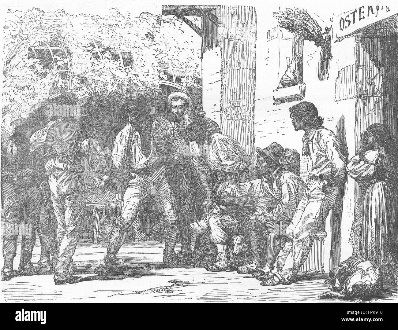 ROME: Romans playing at Mora, antique print 1880 Stock Photo