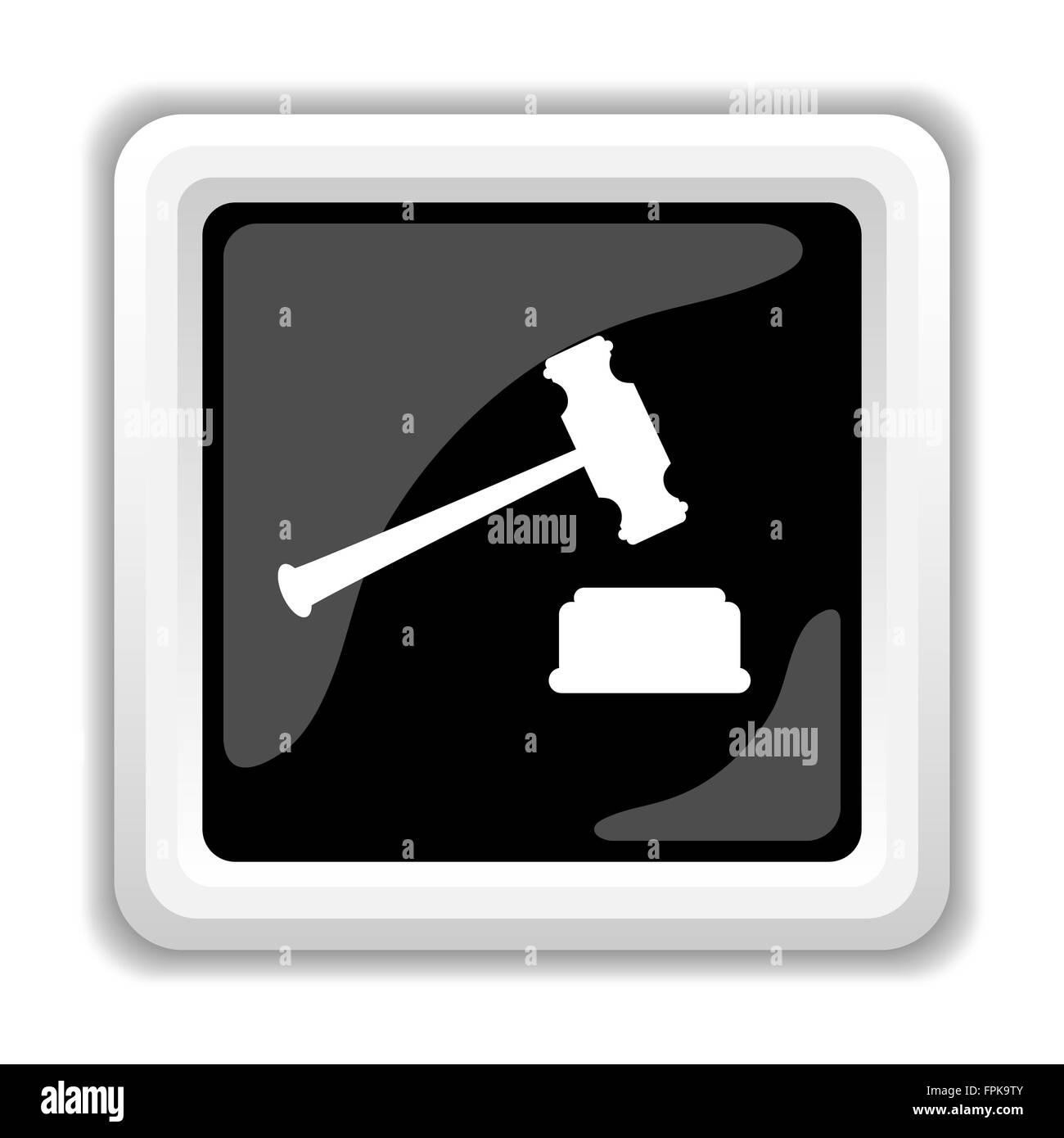 Judge hammer icon. Internet button on white background Stock Photo - Alamy