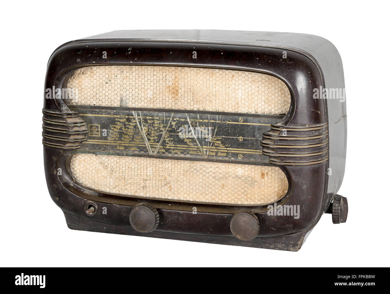 Cut Out Still Life Of an Aged Analog Radio in Studio with White