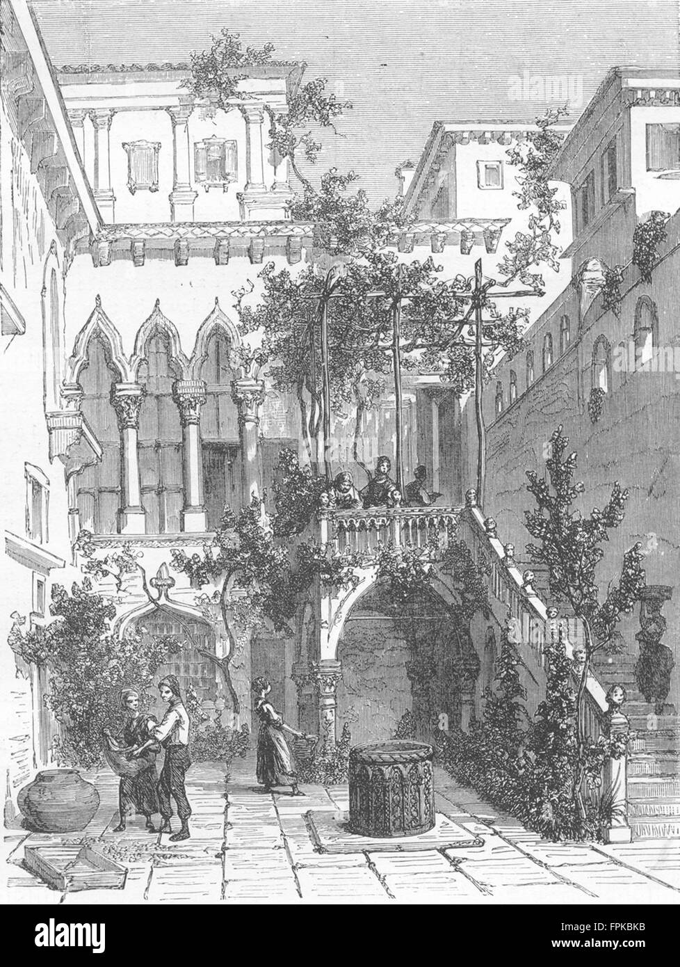 VENICE: Palace Talviali, antique print 1880 Stock Photo