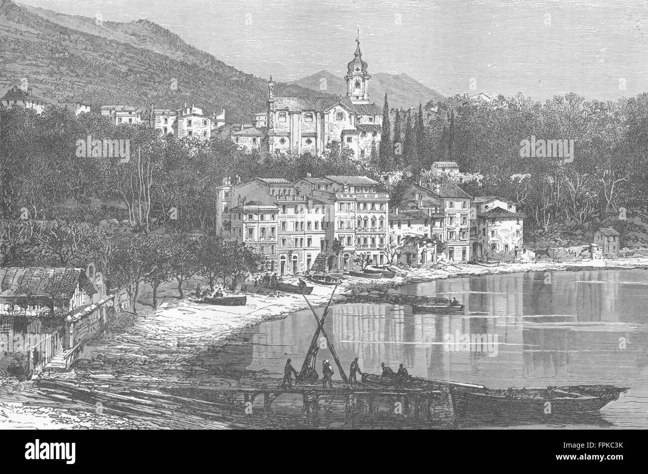 ITALY: Gulf of La Spezia: Fezzano , antique print 1880 Stock Photo